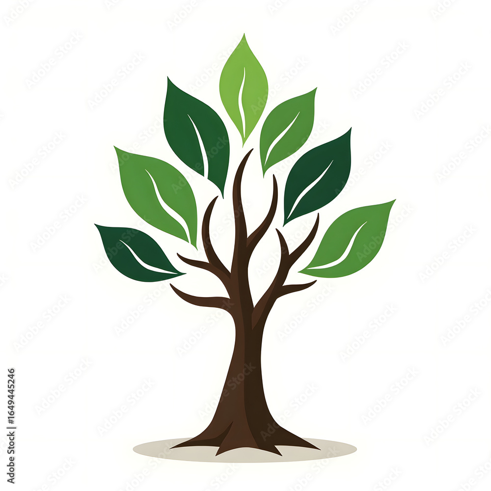 Obraz premium Tree with Green Leaves on White Background