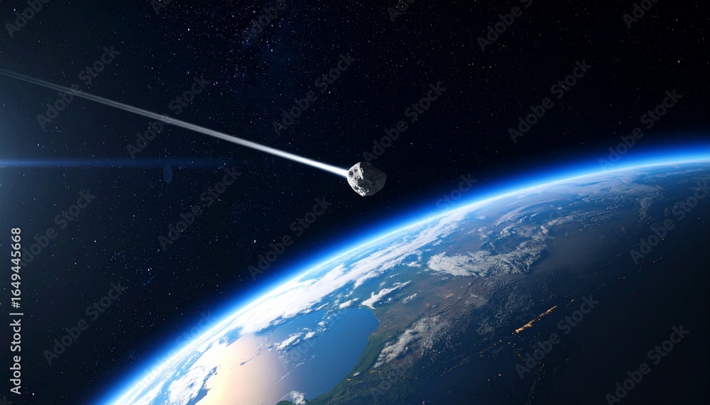 Obraz premium A scene of an asteroid falling to Earth