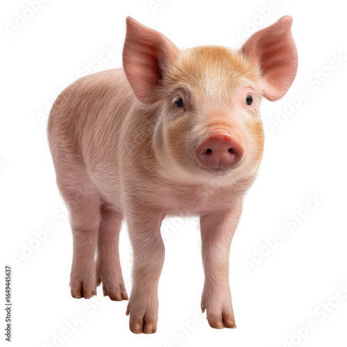 Cute piglet standing on transparent background isolated on transparent background