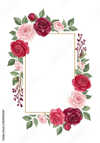 Crimson & Blush Floral Frame