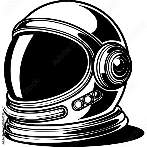 Astronaut Helmet Vector: A detailed illustration of a sleek astronaut helmet, ready for cosmic adventures, designed with a sense of futurism and the thrill of space exploration.