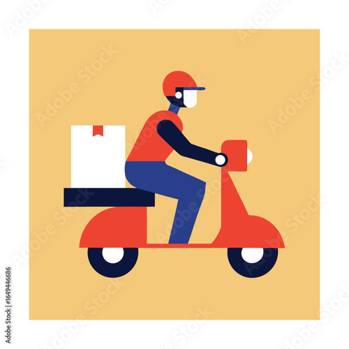 Courier on Electric Scooter Delivering Packages