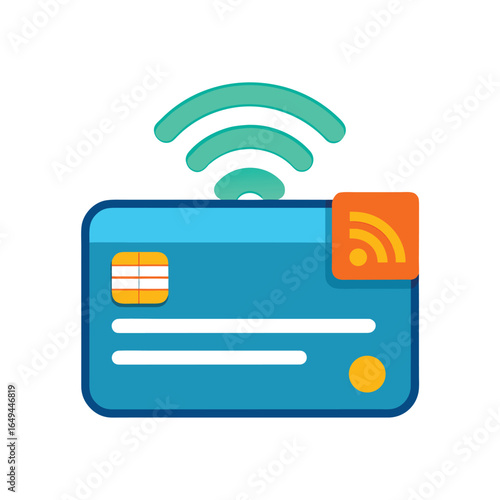 Credit Card with Contactless Payment Signal Icon