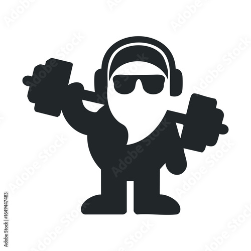 Silhouette icon of strongman lifting barbell