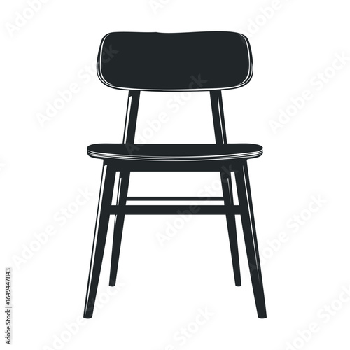 Mid-century modern black wooden chair with padded seat and backrest