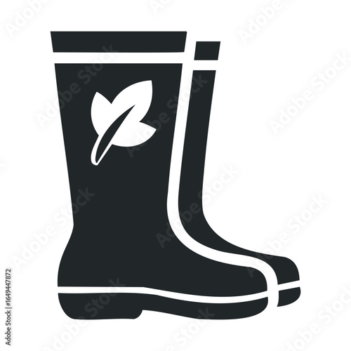 Eco-friendly gardening boots with leaf symbol