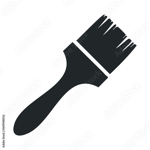 Black and white paintbrush silhouette on white background