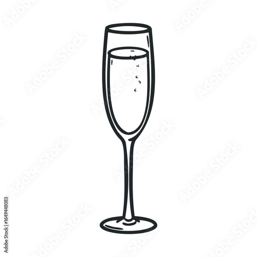 Simple line art illustration of a champagne glass on white background