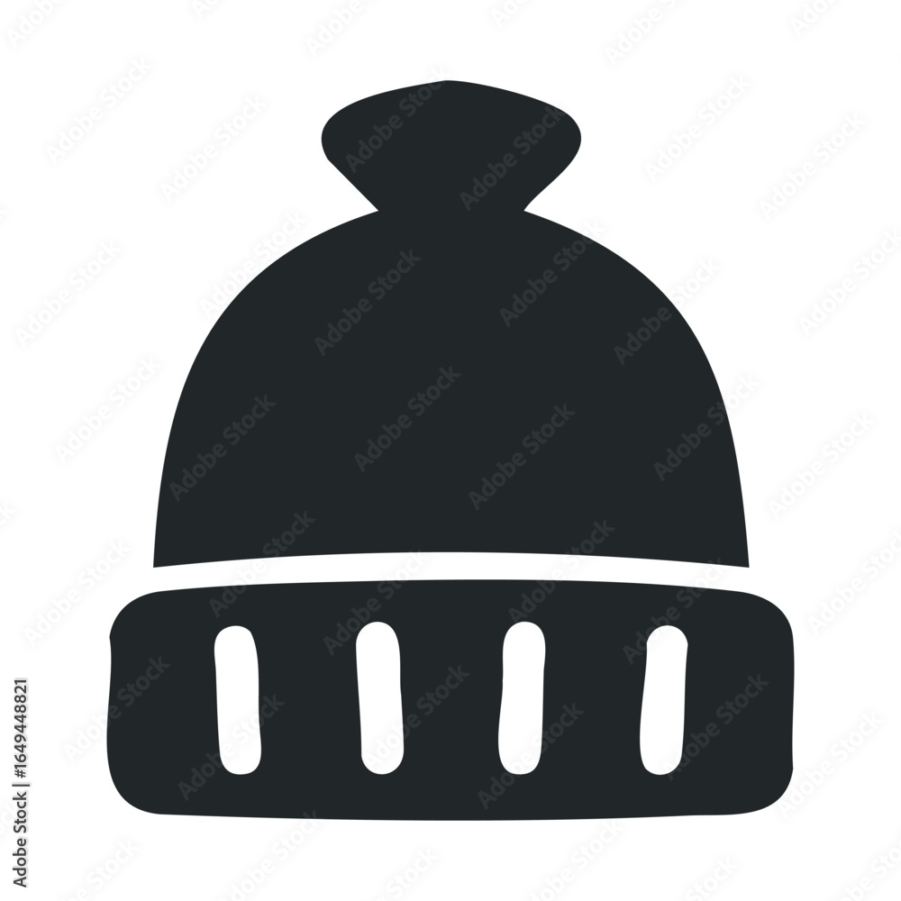 Fototapeta premium Black and white winter beanie icon in minimalist design