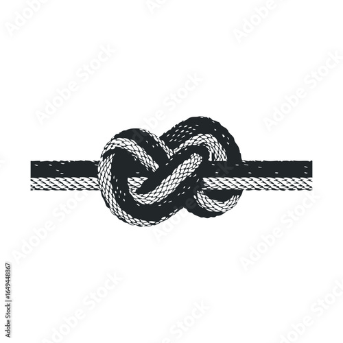 Intricate black and white rope knot illustration on white background