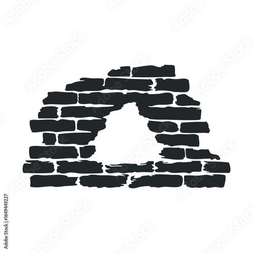Vector illustration of rustic brick stone arch on white background