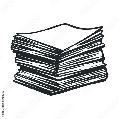 Hand-drawn illustration of a stack of paper with outlined sheets