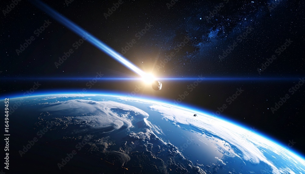 Fototapeta premium A scene of an asteroid falling to Earth