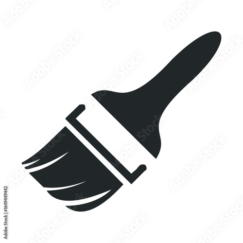 Simple black icon of paintbrush with thick bristles on white background