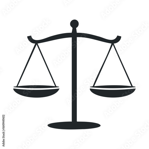 Black silhouette of balance scale symbolizing justice and fairness