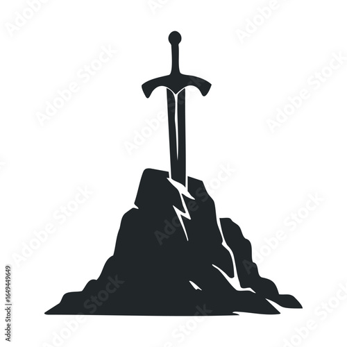 Legendary sword embedded in stone: iconic symbol of power and myth