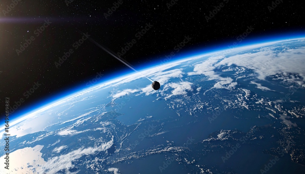Obraz premium A scene of an asteroid falling to Earth