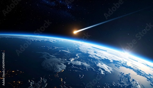 A scene of an asteroid falling to Earth