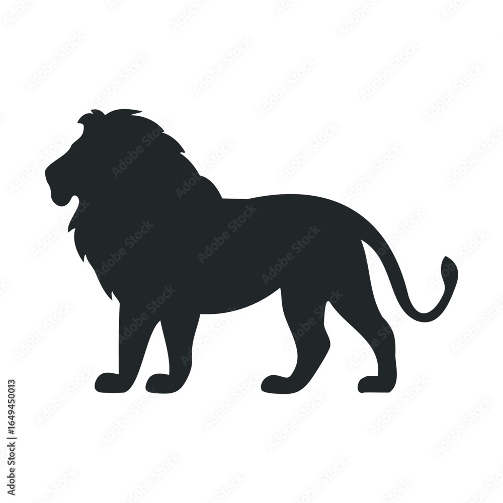 Obraz premium Silhouette of a majestic lion standing in profile
