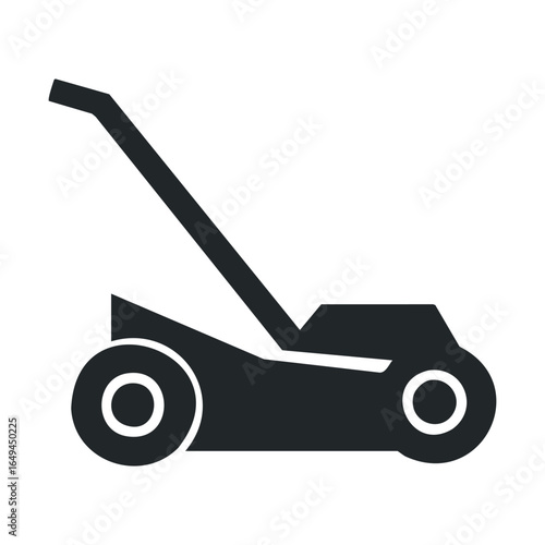 Simple black icon of a lawn mower on white background