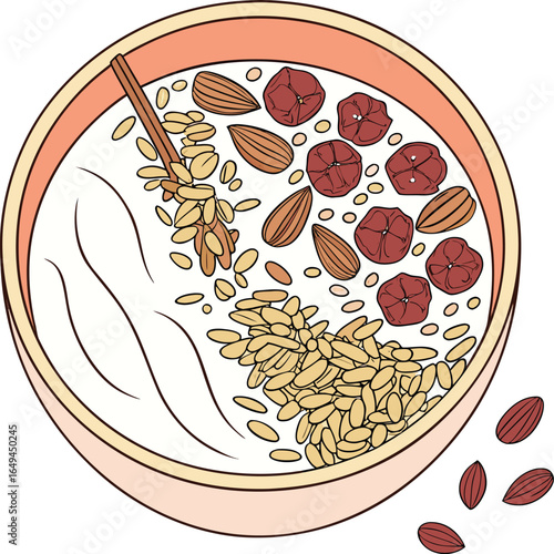 bowl of oatmeal with almonds and berries