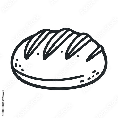 Hand-drawn rustic bread loaf illustration with texture