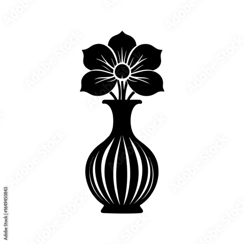 Simple vector icon of vase with flowers