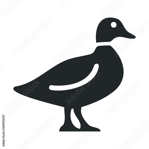 Simple duck silhouette icon in black on white background