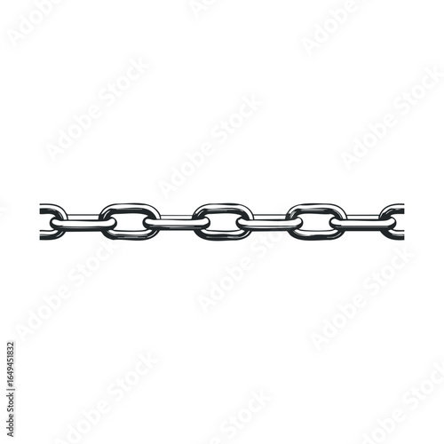 Strong metal chain link illustration on white background