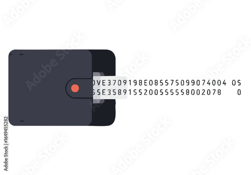 A minimalist wallet illustration reveals a complex seed phrase. Clean, modern design with a subtle, textured background. Ideal for finance, technology, or digital concepts.