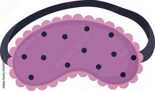 Cute sleeping mask with polka dot pattern. Illustration with girlish night rest accessory isolated on white