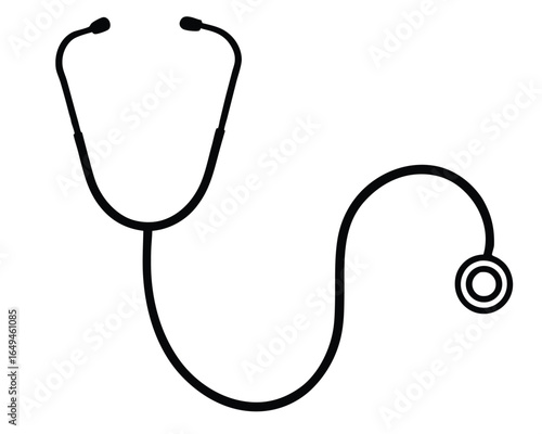Professional Medical Stethoscope Outline Illustration on Clean White Background