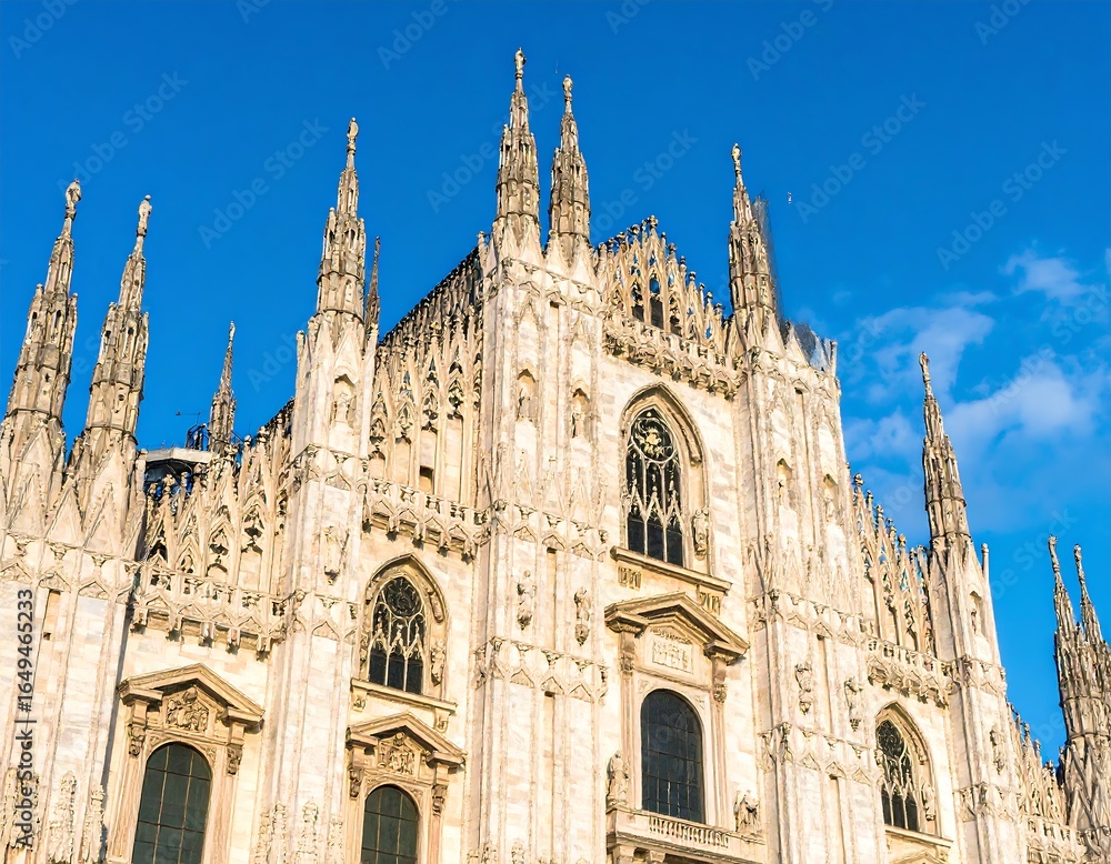 Fototapeta premium Cathedral facade, sunlight on stone