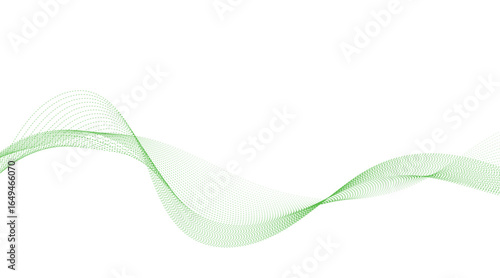 Abstract Green Wave Lines on White