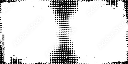 Splashes and dotted paint distressed halftone vector background with Old grunge black texture design.