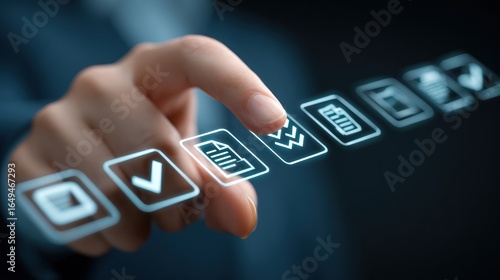 Wallpaper Mural Hand interacting with glowing digital touchscreen interface Torontodigital.ca