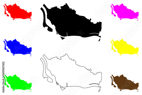 Toda city (Japan, Nihon-koku or Nippon-koku, Kanto region) map vector illustration, scribble sketch Toda-shi map