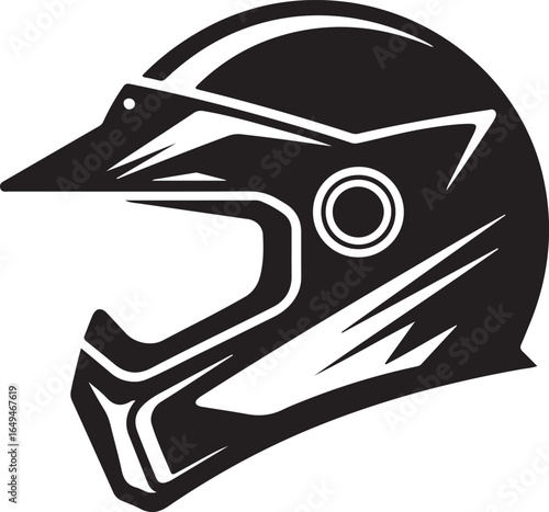 Motocross Helmet Side View Black and White Graphic Icon headwear protective gear
