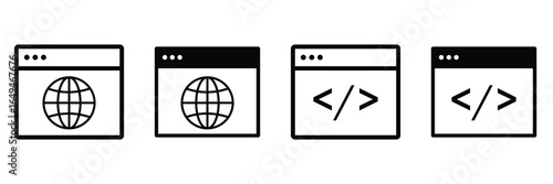 Web Browser Icon Set – Thin Line and Outline Vector Collection for UI and Logo Design