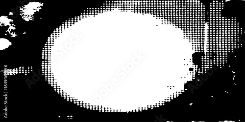 Splashes and dotted paint distressed halftone vector background with Old grunge black texture design.	