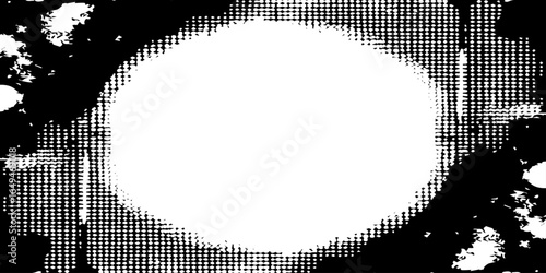 Splashes and dotted paint distressed halftone vector background with Old grunge black texture design.	