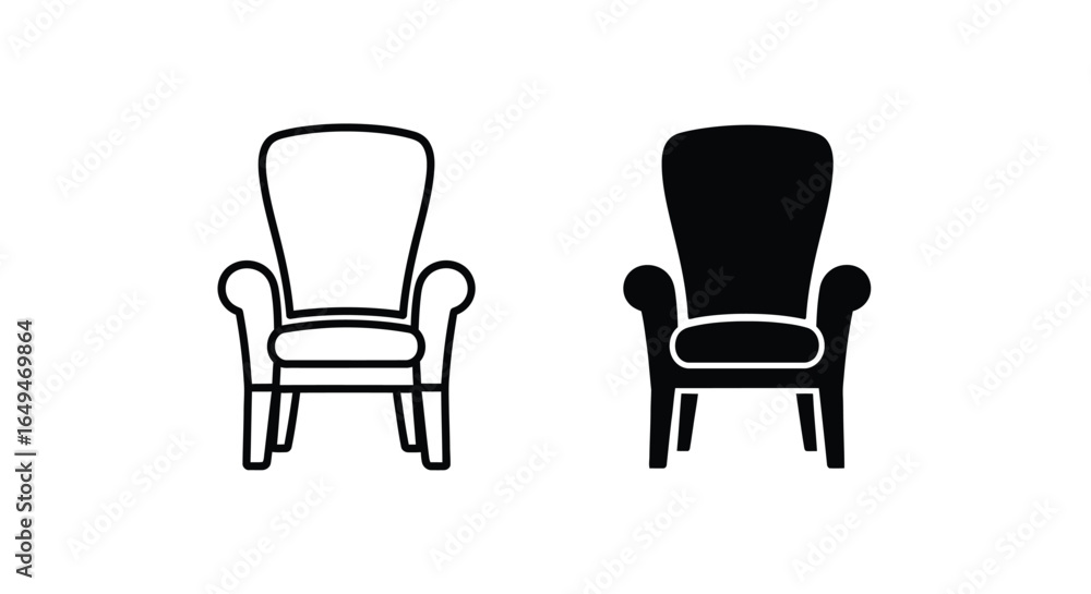 Fototapeta premium Two Styles of a Chair Illustration: White and Black