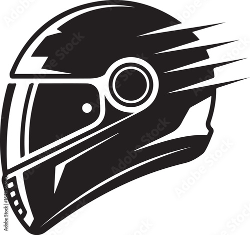 Dynamic Motorcycle Helmet with Speed Lines Black and White Graphic headwear protection