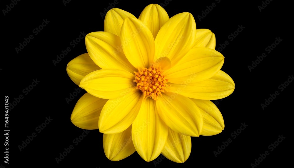 Obraz premium Close-up of a vibrant yellow flower against a black background.