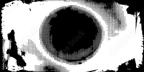 Splashes and dotted paint distressed halftone vector background with Old grunge black texture design.	