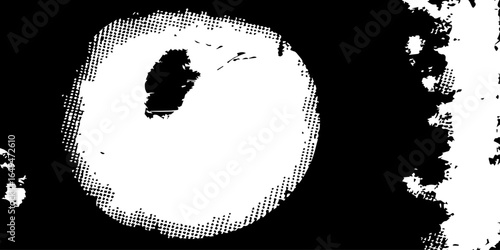Splashes and dotted paint distressed halftone vector background with Old grunge black texture design.