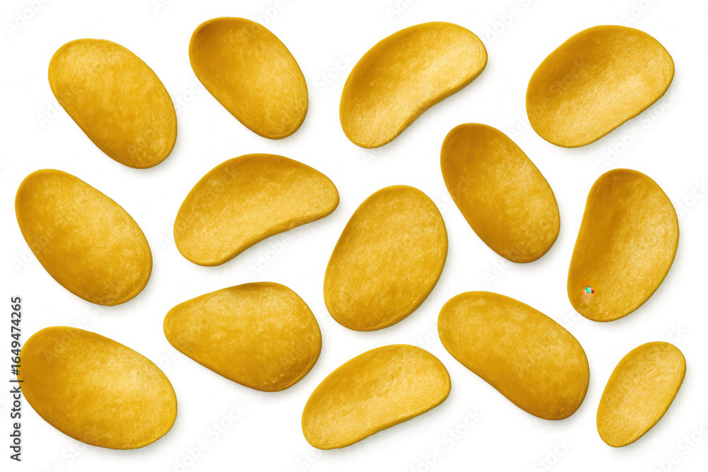 Obraz premium Tasty potato chips falling against a transparent background, perfect for food-related projects
