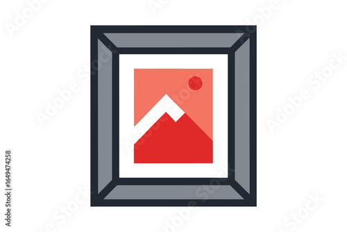 Simple Framed Photograph Style Icon on White Background Represents Artwork and Memories
