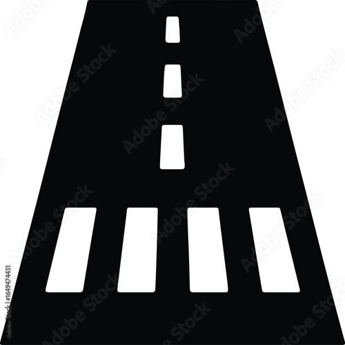 Vector Airport runway or road minimal black silhouette Illustrator