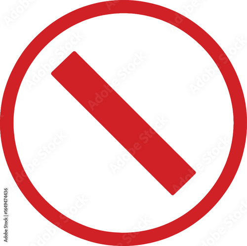 Red Circle with Diagonal Bar on White Background Symbol Icon Isolated